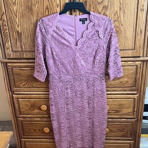 Thalia Sodi 3/4 Sleeve Lace Dress in Mauve